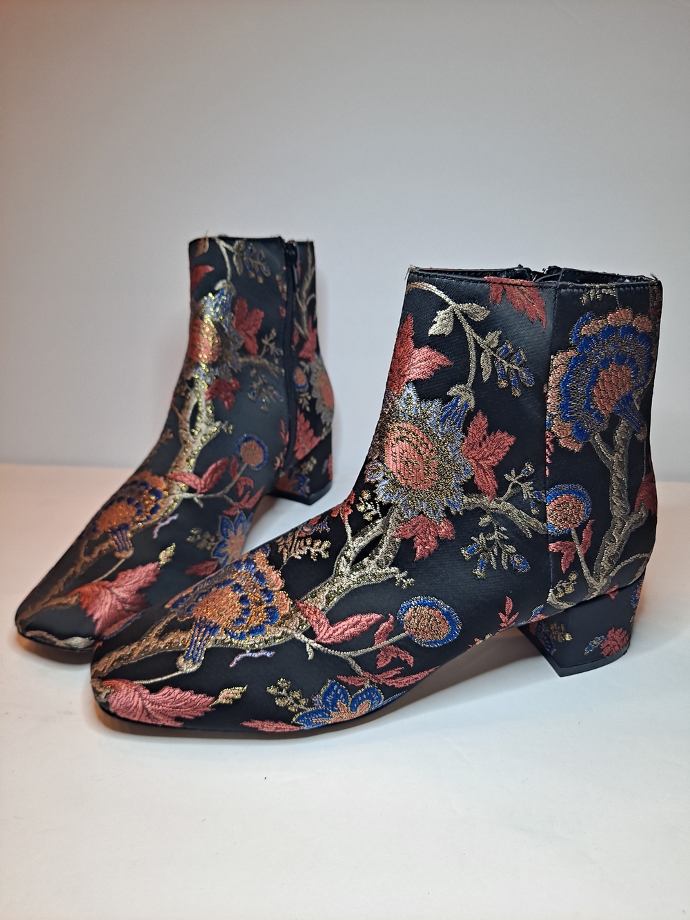 Urban Outfitters Black Floral Embroidered Ankle Boots